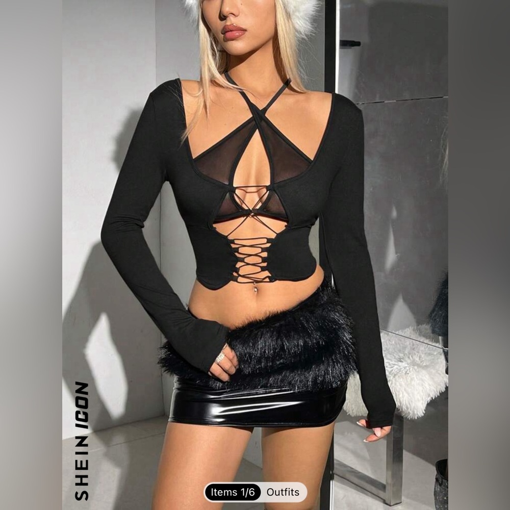 Lace-Up Front Top with Built-in Bralette